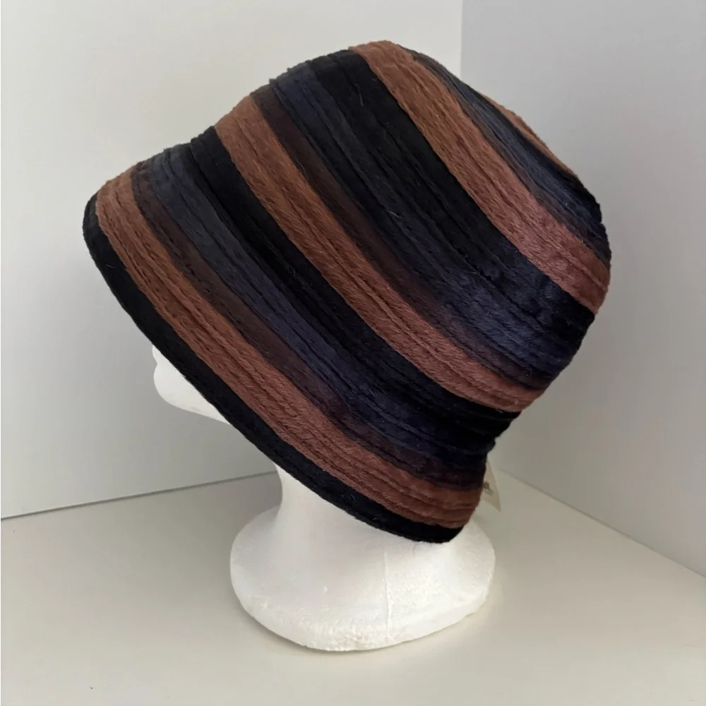 NWT San Diego Hat Company Mixed Brown & Black Small Brim Ribbon Bucket Hat - Picture 4 of 7